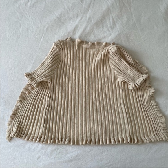 YesStyle Cream Ruffled Cardigan - Picture 2 of 5